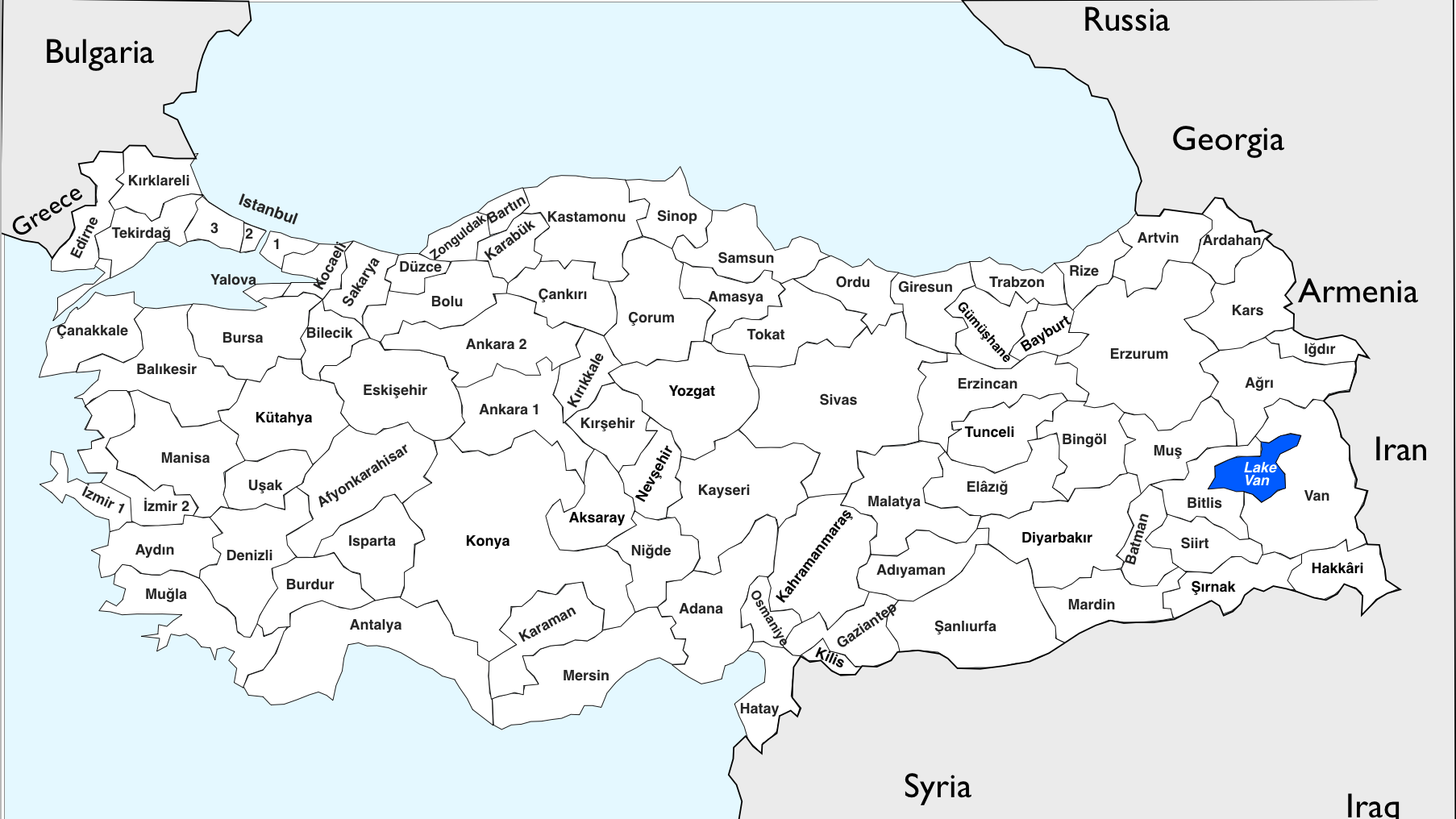 Карта турции по провинциям